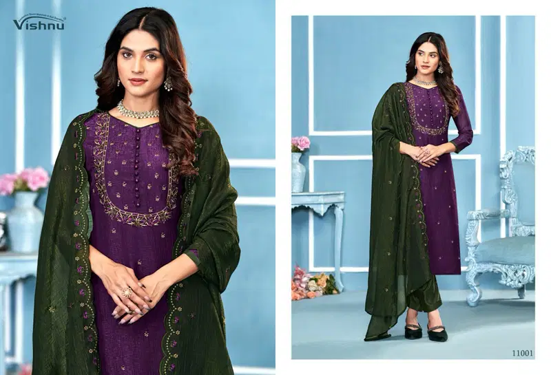 Vishnu Saira Crunchey Silk Fancy Dress Material Collection